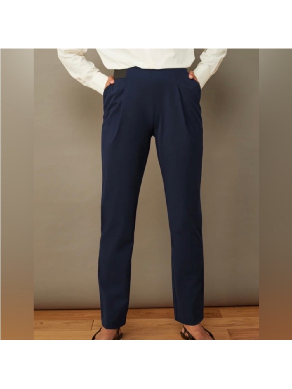 ADAY Midnight Blue Straight-Leg Tapered Navy Travel Turn It Up Trousers Pants